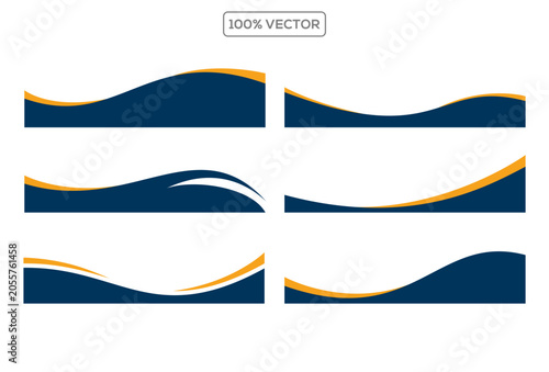 Collection of wave separator footers, modern dividers shapes vector illustration template
