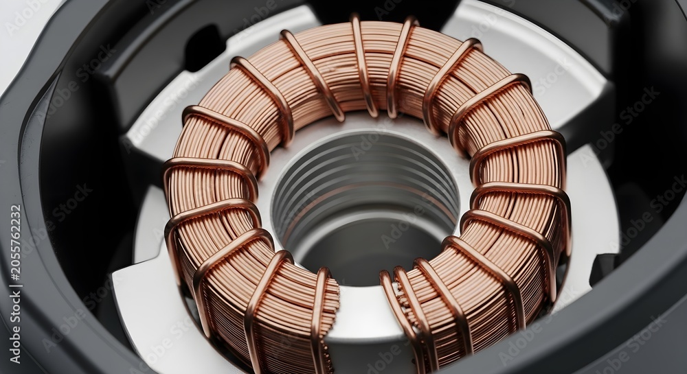 Fototapeta premium Close-up of Copper Motor Windings in Mechanical Device