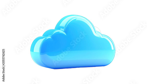 Glossy Blue 3D Cloud Symbol for Cloud Computing and Digital Data Storage Concept