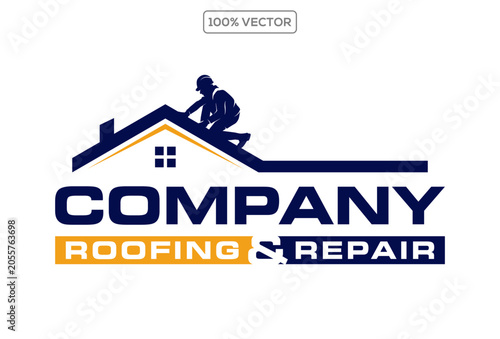 Foto home repair with hammer ladder machanic, roofing, remodeling, handyman, home ren