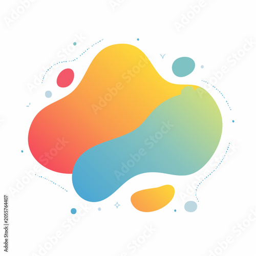 Abstract Gradient Blob Shapes with Dotted Lines