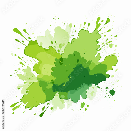 Green watercolor splash and splatters