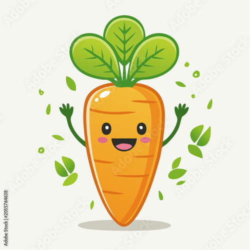 Happy Cartoon Carrot Character Waving