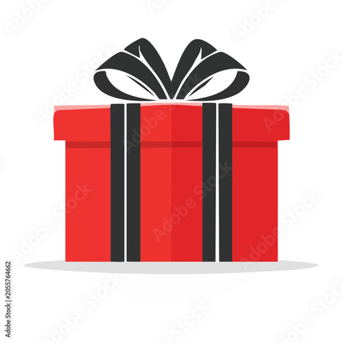 Red Gift Box with Ribbon Vector Illustration