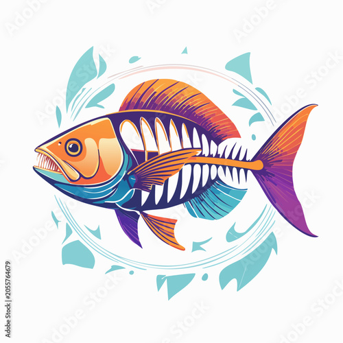 Stylized Fish Skeleton Illustration