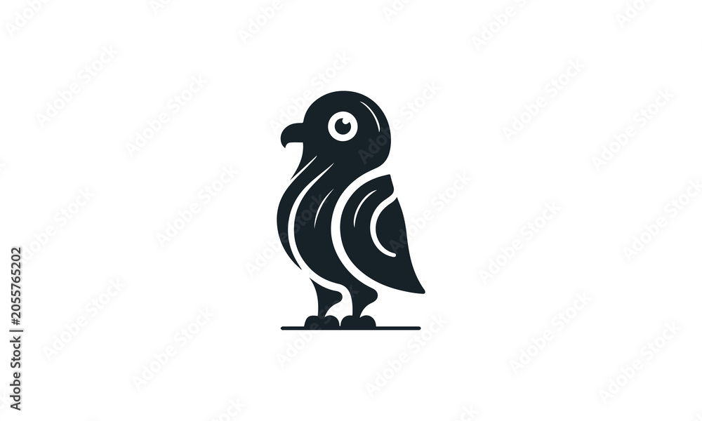Fototapeta premium Weird Pigeon black vector logo illustration on white background