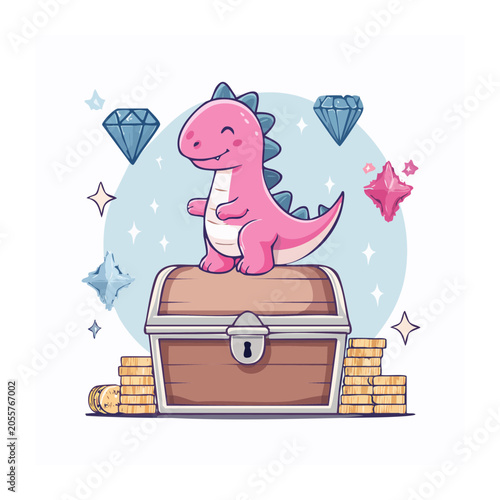 Woman with suitcase surrounded by hearts and stars
