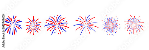 Firework set. New year fireworks vector illustration of an abstract background, 4th july