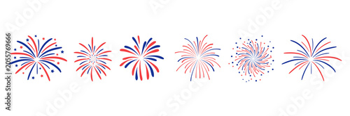 Firework set. New year fireworks vector illustration of an abstract background, 4th july