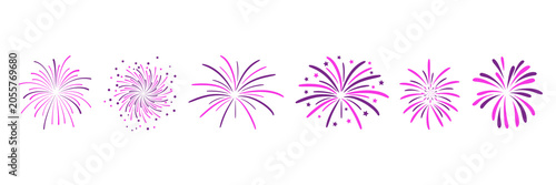 Firework set. New year fireworks vector illustration of an abstract background, 4th july