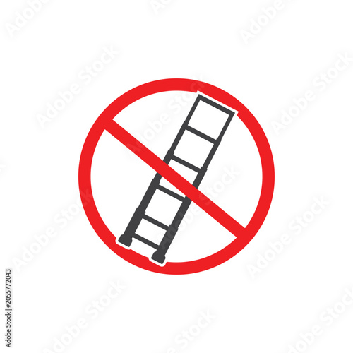 vector design of a red sign prohibiting the use of telescopic folding ladders