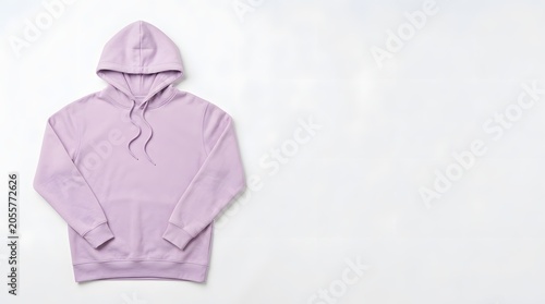 Blank Lavender Purple Hoodie Flat Lay Mockup on White Background