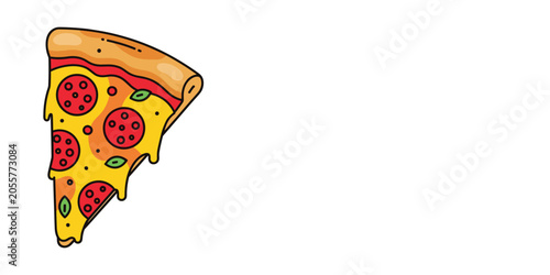 Single slice of pepperoni pizza illustration with melting cheese pepperoni delicious illustration background culinary restaurant triangle