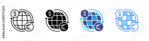Obraz na płótnie Exchange Rate icon set multiple style collection