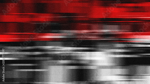 Foto Abstract grainy motion blur background with red, black, and white horizontal speed lines, dynamic lo-fi glitch texture for poster and banner background