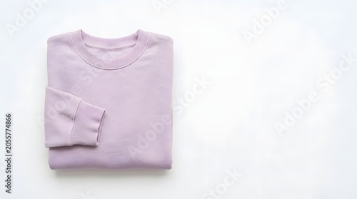 Folded Lavender Sweatshirt on White Background, Lilac Pullover Mockup