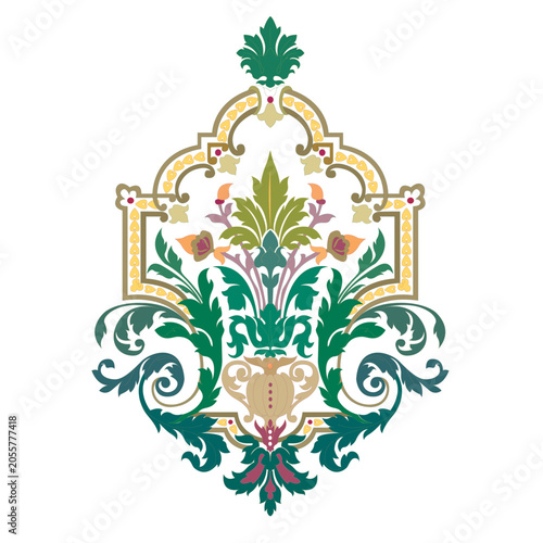 Elegant Persian floral pattern, traditional Islamic art vector illustration