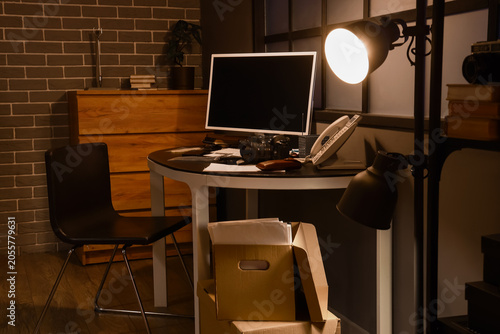 Home office desk with compu...