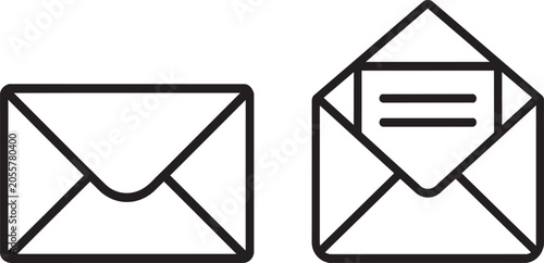 Minimalist email envelope and message icon set