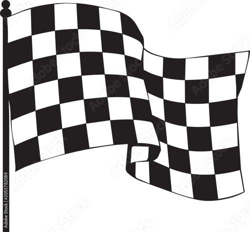 Black and white checkered flag waving in wind