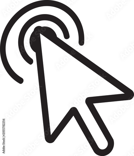 Black computer mouse cursor icon with click effect