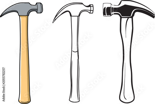 Three types of hammer tools illustration