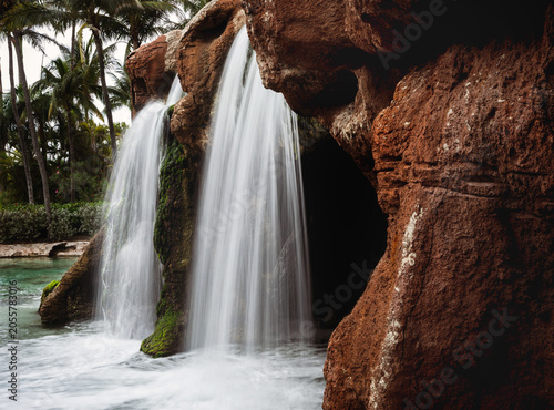 Long Exposure Waterfall Cave Landscape