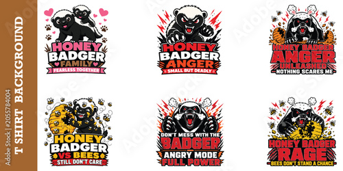 Tablou pe pânză Collection of honey badger character designs displaying fierce and family oriented themes