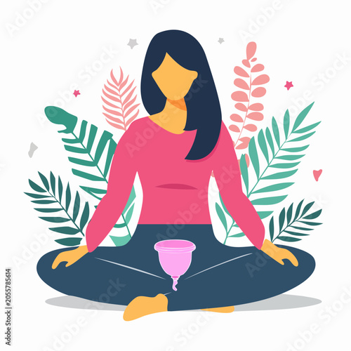 Woman Meditating with Menstrual Cup