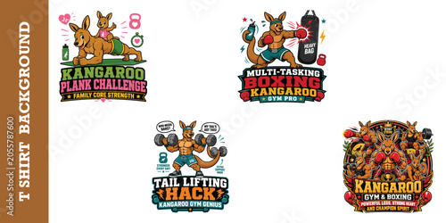 Fotografie Kangaroo uppercut legendary power logo mascot design for t shirt background, boxing stance