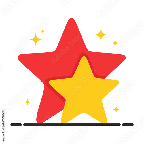 Red and Yellow Stars Flat Design Vector