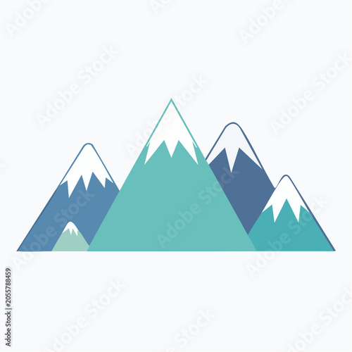 Stylized Mountain Range with Snow-Capped Peaks