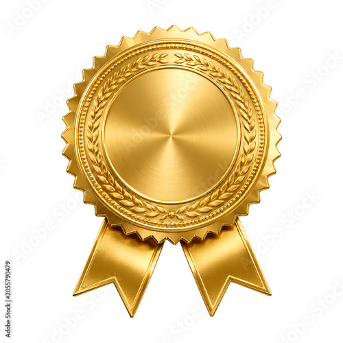 Photography Golden wax seal with ribbon Isolated on Transparent Background