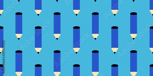 Seamless pattern of minimalist blue pencils on a light blue background.