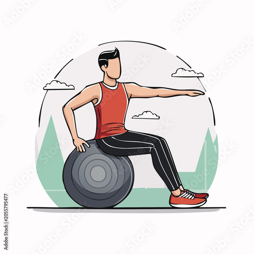 Man Exercising on a Stability Ball