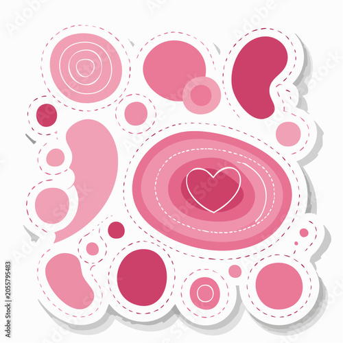 Pink Abstract Shapes with Heart Icon
