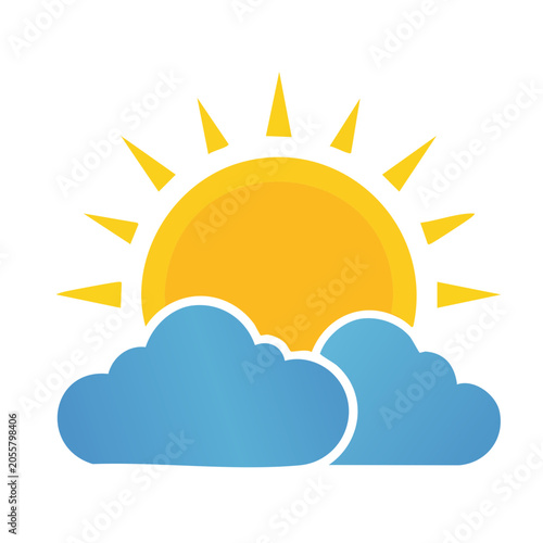 Flat design sun with rays and face