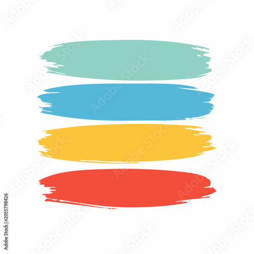 Four Colorful Brush Strokes on White Background