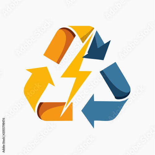 Recycling Symbol with Lightning Bolt