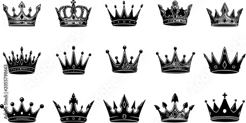 Принти на полотні Collection of Vintage Royal Crowns