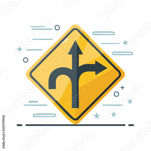 Directional Road Sign with Multiple Arrows