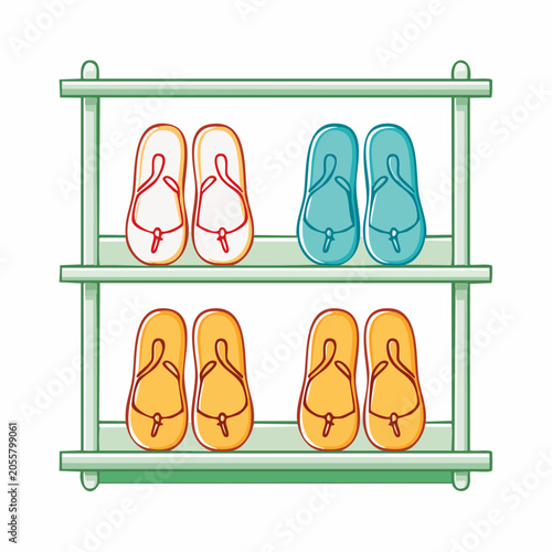 Flip-flops on a shelf