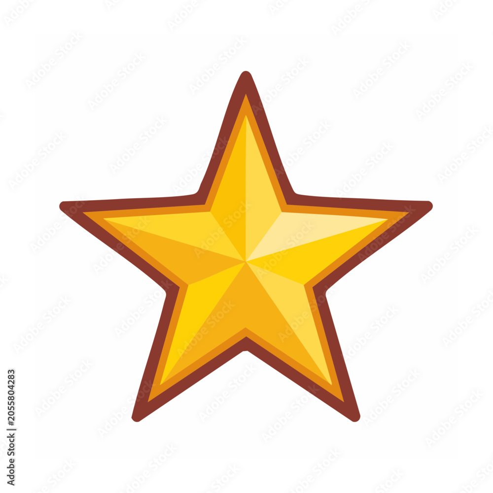 Fototapeta premium Yellow star icon with brown outline
