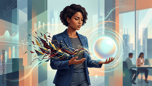 Business Strategist Transforming Data into Growth Insight in Modern Office