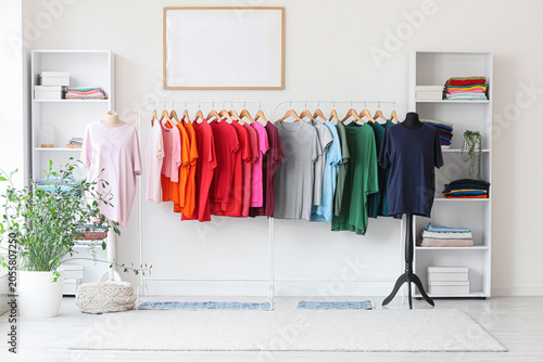 Racks and mannequins with c...