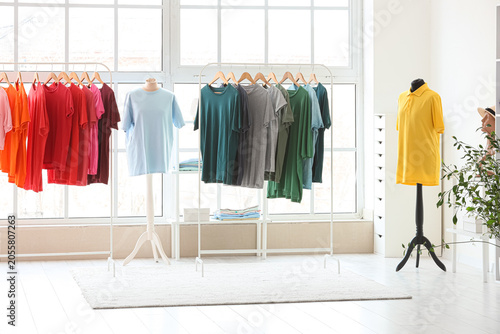 Racks and mannequins with c...