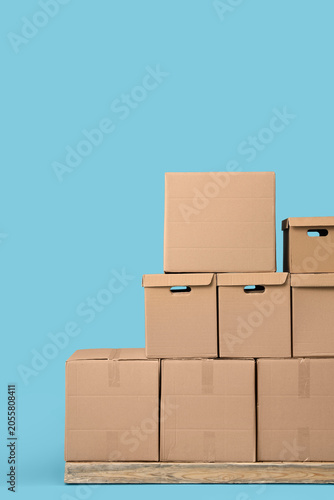 Cardboard boxes stacked on ...