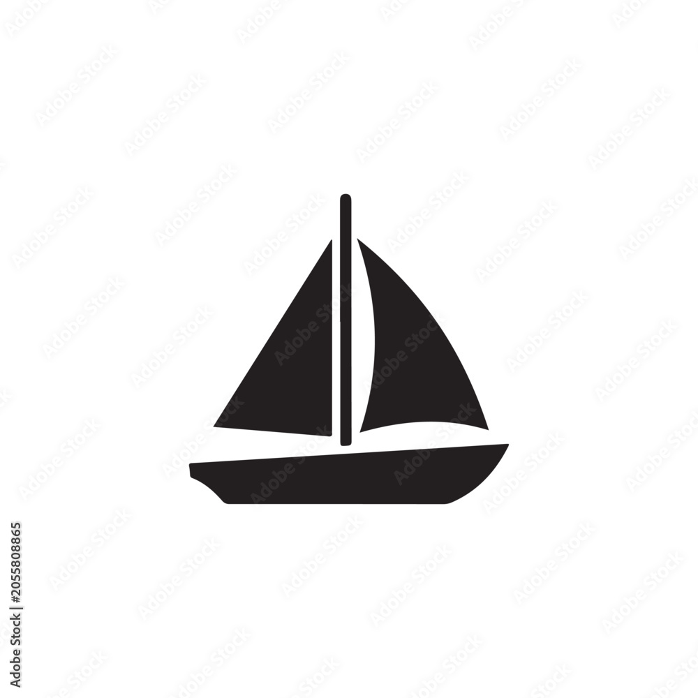 Fototapeta premium Boat icon. Sailboat icon silhouette