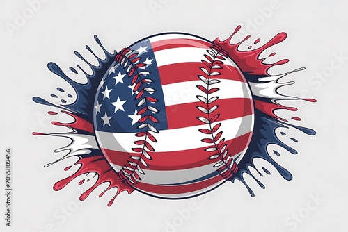 American flag baseball ball dynamic splash high resolution picture