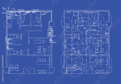 Water Pipe and Fire Sprinkler System Layout Design for Clinic and Office Interior Blueprint
